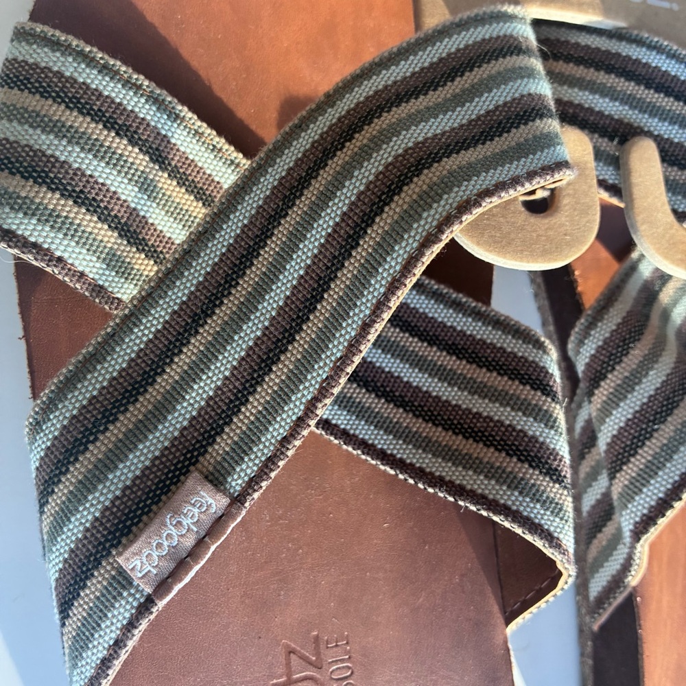 Feelgoodz Zensole Size 9 Cross-Over Leather Sandals - NWT - Picture 3 of 10